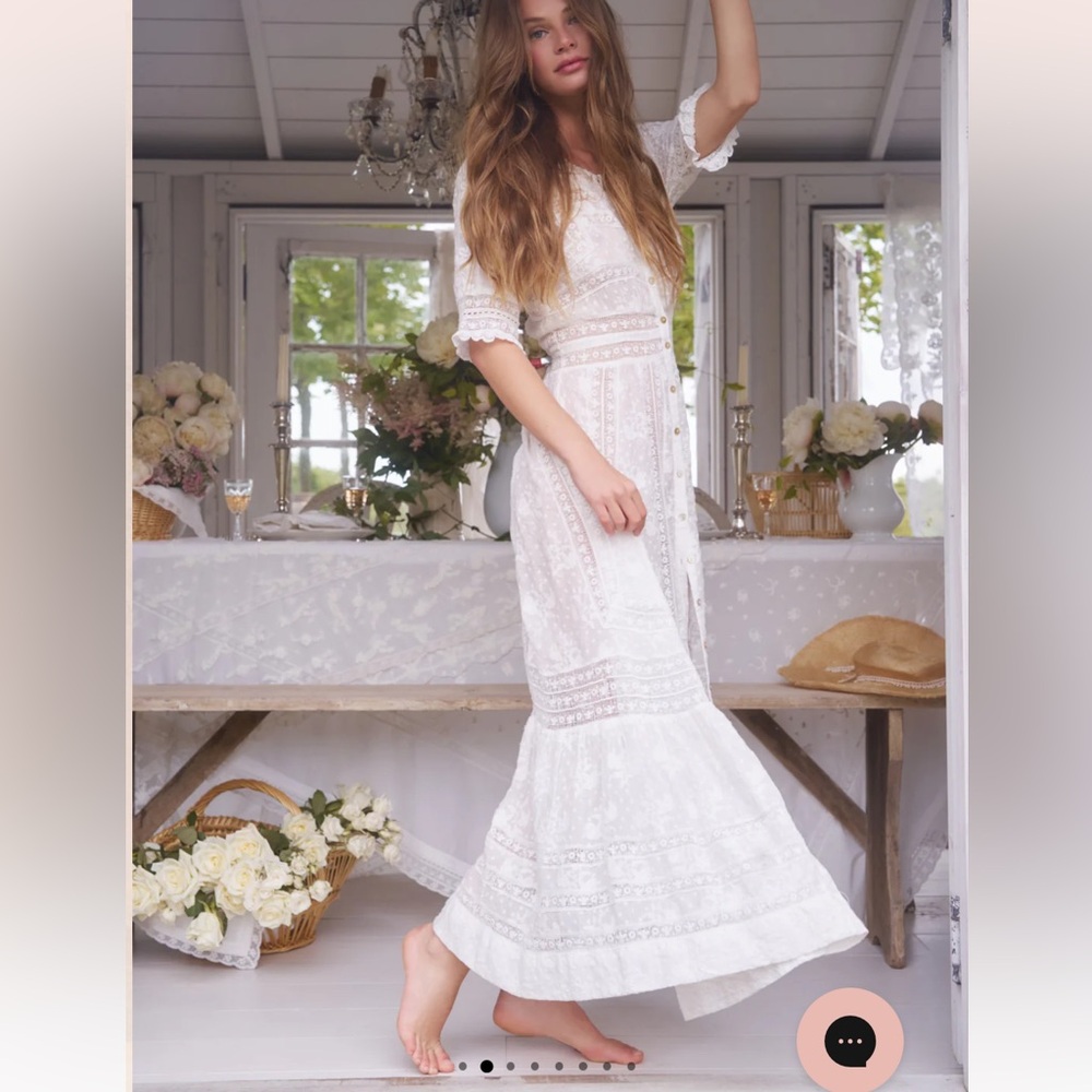 LoveShackFancy White Minka Maxi Dress